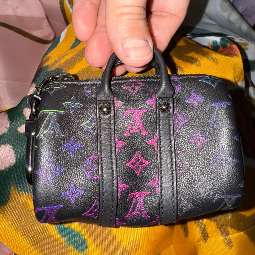 LV Mini Keepall Bag Charm And Key Holder Spotlight Rainbow Monogram Leather